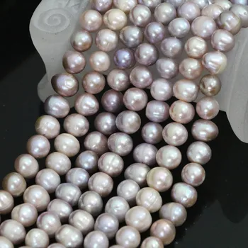 Hot predaj prírodných sladkovodných fialová cca kolo pearl korálky 9-10 mm kúzlo ženy veľkoobchod maloobchod šperky čo 15inch B1401