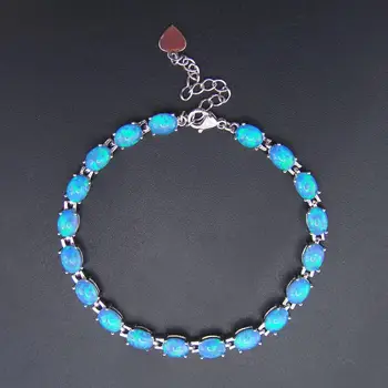 Hot Predaj Reálne 925 Sterling Silver Blue Fire Opal Náramky pre Ženy Zapojenie Svadobné Šperky Darček