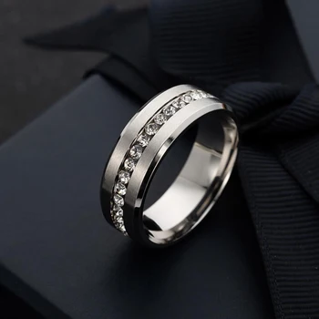 Hot Predaj Tvorivé Krúžky 8mm jednoradové Drahokamu Nehrdzavejúcej Ocele Krúžky Pre Moderný Pár Šperky 2020