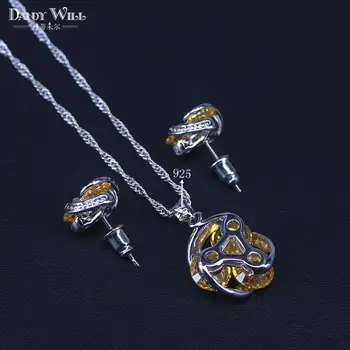 Hot Predaj Šťastie Kruhu Crystal Náhrdelník Prívesok Náušnice Krúžky Nastaviť Striebornú Farbu A Elegantné Šperky Set Ženy Valentine Dary