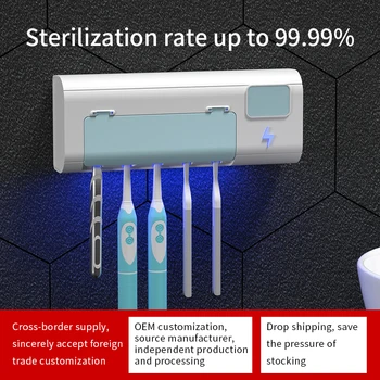 Hot!!! Smart Perforáciou-zadarmo na Stenu Kefka Držiak na zubnú Pastu Držiak USB Nabíjateľné Sterilizácia Kefka Držiteľ