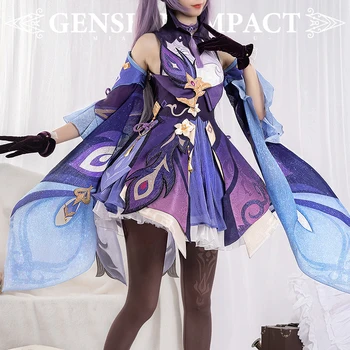 Hra Genshin Vplyv Keqing Cosplay Kostým Ženy Elegantné Fialové Šaty Krásne Uniformy Halloween Karnevalové Oblečenie Na Zákazku