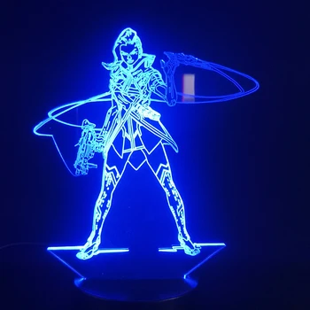 Hra Overwatch Hrdina Sombra 3D Lampa Batérie Powered Multi-farebné s Diaľkovým na Posteli Dekoratívne Usb Led Nočné Svetlo Lampy