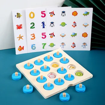 Hračky pre deti Montessori pamäť šach Deti Raného Vzdelávania 3D Puzzle, Drevené Hračky Pamäte Zápas Šach Hra vzdelávacie hračky pre deti,