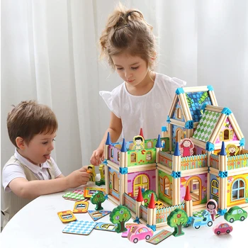 Hračky Pre Deti Veľká Veľkosť Drevený Blok Tvorivé Majstra Architektúry Stavebné Prvky Montessori Vzdelávacích Hračiek Detí Dieťa Darček