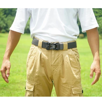 HSSEE Úradný skutočné elastický pás tvrdý ABS živice magnetická spona pre mužov taktické pás 125 cm nastaviteľné pánske džínsy pás TS4045