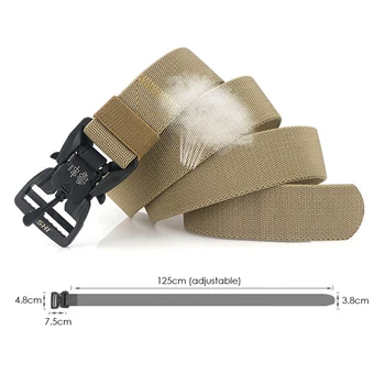 HSSEE Úradný skutočné elastický pás tvrdý ABS živice magnetická spona pre mužov taktické pás 125 cm nastaviteľné pánske džínsy pás TS4045