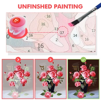 HUACAN Farba Číslo Kvet Kresby Na Plátne, Ručne Maľované Maľovanie Rose Umenie Darček DIY Obrázky Podľa Čísla Kvety Domova