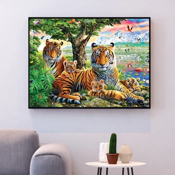 HUACAN Maľovanie Podľa Čísel Tiger Zvieratá HandPainted Súpravy Kresliace Plátno Obrázky Domáce Dekorácie DIY Darček