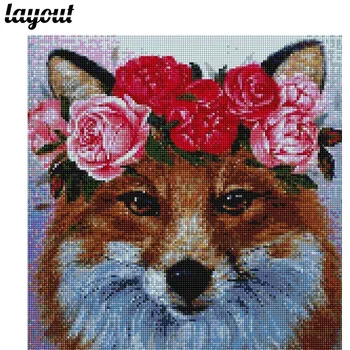 HUACAN Plné Námestie Diamond Maľovanie Fox 5D DIY Diamond Výšivky Zvierat Kvetinové Mozaiky Obrazu Drahokamu Výzdoba Domov