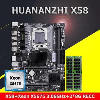 HUANANZHI X58 LGA1366 M-ATX základná Doska s Xeon CPU E5 X5675 3.06 GHz Veľké Značky RAM 16 G 2*8G ECC REG Kúpiť Počítač PC Časti urob si sám
