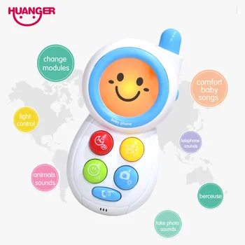 Huanger Úsmev Hudobný Telefón Deti Hračky, Elektronické Detské Hrkálky Mini Blikajúce Spev Detí Raného Znejúce Vzdelávacie Mobilné Hračky
