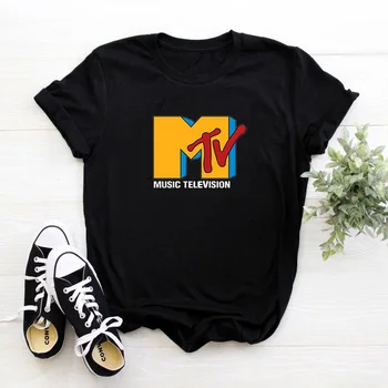 Hudba, Televízia T Shirt Ženy Móda M Grafika Camiseta Mujer Bavlna Fcasual Tričko Ženy Zábavné Vzor Ženy T-shirts