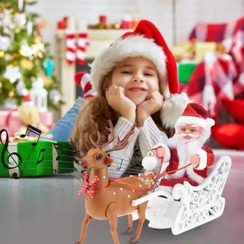 Hudobné Elektrické Santa Claus Bábika Elk Sánky Hračka Elektrický Univerzálny Auto s Hudbou Vianoce Dekor Hračky Vianočný Darček