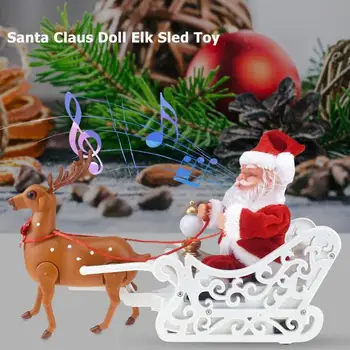 Hudobné Elektrické Santa Claus Bábika Elk Sánky Hračka Elektrický Univerzálny Auto s Hudbou Vianoce Dekor Hračky Vianočný Darček