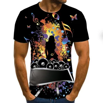 Hudobné umenie Hudobné nástroje, 3D full tlač fashion tričko Unisex hip hop štýl tričko streetwear príležitostné letné