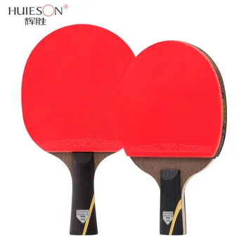 Huieson 6 Hviezdy Stolný Tenis Loptičky Nastaviť Wenge Wood Uhlíkových Vlákien Double Face Gumy Výkonný 2 Ks Ping Pong Pálky S Bag