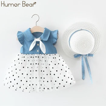 Humor majú Nové Letné Baby Girl Dress Koberčeky Šatka Princezná Šaty, Klobúk Ako Darček 2PC Set Baby Deti Oblečenie Batoľa Dievčatá Oblečenie