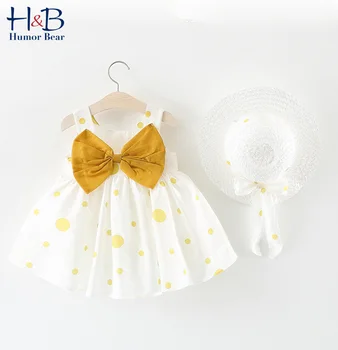 Humor majú Nové Letné Baby Girl Dress Koberčeky Šatka Princezná Šaty, Klobúk Ako Darček 2PC Set Baby Deti Oblečenie Batoľa Dievčatá Oblečenie