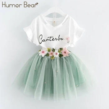 Humor Medveď Dievčatá Oblečenie Sady Deti Oblečenie Handmade Dizajn Kvety Deti Oblečenie