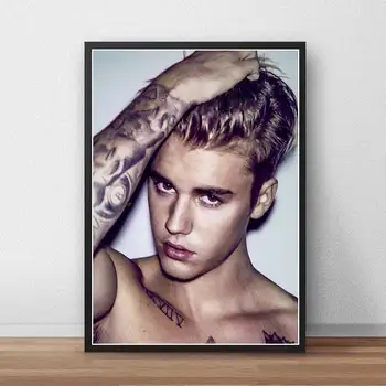 Hviezda Plagáty a Vytlačí Slávny Spevák Justin Bieber Plátno Obrázok Na Stenu Loft Obrázok Maliarstvo pre Interiér Frameless Izba Deco