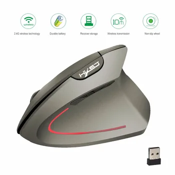 HXSJ vertikálne myši 2.4 G bezdrôtová myš, dobíjacia myš vstavané 600 mA batérie nastaviteľné 2400dpi vhodné pre kancelárske hry