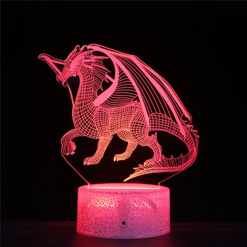 HY Orientálny Drak LED 3D Východnej Charizard Nočného Akryl Nočné Lampy, Svetelné Svietidlá, Dekorácie Neónové Značky pre Deti Izba