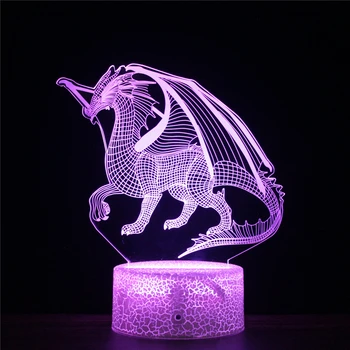 HY Orientálny Drak LED 3D Východnej Charizard Nočného Akryl Nočné Lampy, Svetelné Svietidlá, Dekorácie Neónové Značky pre Deti Izba