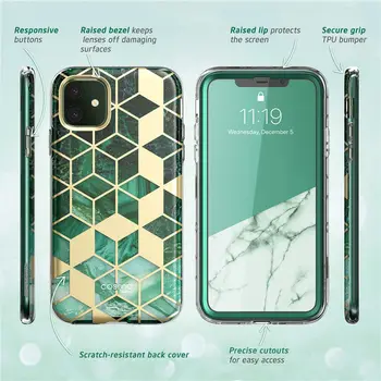 I-BLASON Pre iPhone 11 Prípade 6.1 palcový (2019 Uvoľnenie) Cosmo Full-Telo Lesk Mramoru Bumper Kryt s vstavaným-in Screen Protector
