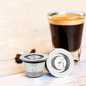 ICafilasNew Nehrdzavejúcej Ocele, Kovu 2 v 1 Použitie Filtra Kávy Nespresso Pre opakované použitie Kapsule Refilable 1 Lyžica + 1Brush