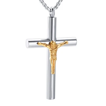 IJD9877 Držať Ježiša Krista na Kríži z Nehrdzavejúcej Ocele Pamätník Prívesky Na Popol drahocenná pamiatka Kremácie Medailón Náhrdelník Šperky Pre Mužov