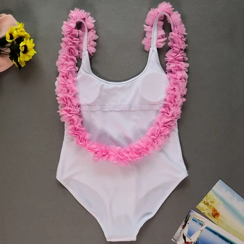 Imayio jednodielne plavky Kombinézu 3D Kvet, čierne a biele plážové oblečenie pre Ženy, Svadobný oblek 2019 Hot
