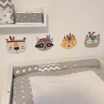 In Európa, domáce dekorácie karikatúra roztomilý zvierat fox samolepky na stenu pre deti izba drevené, spálne, Šatník dekorácie kvapka loď