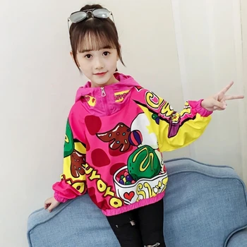 IN HOT Girl bežné bunda detská deti 3-13 rokov módne dieťa outwear kórejský Karikatúra tlače pulóver bunda fashion dievčatá kabát