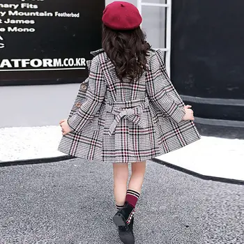 In hot girls Vlnené kabát 4-13 rokov kórejský módne vonkajšia bunda dievčatá jeseň a v zime dlho vlnené kabát zahusťovanie priekopa