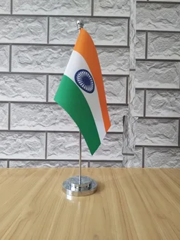 India kancelársky stôl písací stôl vlajka so zlatou alebo striebornou kovovou stožiar base 14*21 cm vlajkou krajiny, doprava zdarma Č.0039