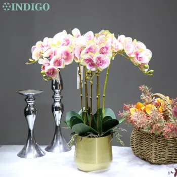 INDIGO - 3D Tlač Lístkov Phalaenopsis Bielej Orchidey (7 Kvety/Kmeň) Skutočný Dotyk Svadobný Kvet Kvetinový Strany Doprava Zadarmo