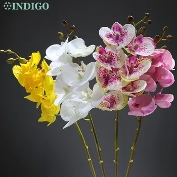 INDIGO - 3D Tlač Lístkov Phalaenopsis Bielej Orchidey (7 Kvety/Kmeň) Skutočný Dotyk Svadobný Kvet Kvetinový Strany Doprava Zadarmo