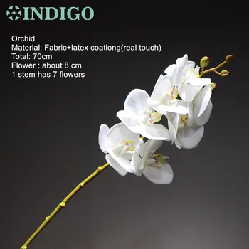INDIGO - Spot Orchidea DIY Kvet Dohoda (5 ks Orchidea+3ks listov+Kovový Hrniec) Skutočný Dotyk Kvetu Príjem Dekorácie Vrchol