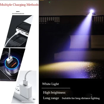 Indukčné Nabíjateľná T6 LED Reflektor Zoom, Vodotesný blesk predné svetlo Blikajúce Vonkajšie Super Svetlé Camping Lov Svetlometov