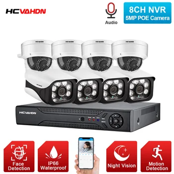 Infračervené rozpoznanie tváre 8CH 5MP H. 265 NVR POE kamerovým Systémom krytý Vonkajší CCTV kamerový videorekordér Auta