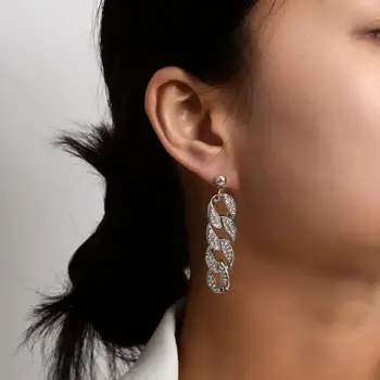 Ingemark Luxus Plný Crystal Drop Náušnice pre Ženy Golier Vyhlásenie Punk Ľadový Z Drahokamu Kubánskej Reťazí Náušnice Šperky