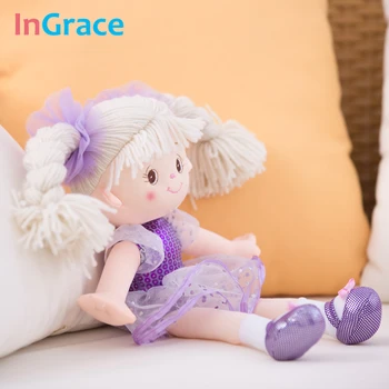 InGrace značky sladká princezná dievča bábiku roztomilý balerína bábiky pre dievčatá a dievčatá s závoj a pokrývku hlavy 35 CM roztomilý ručné plyšové hračky fialová
