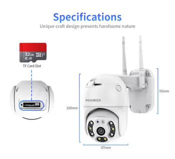 INQMEGA TUYA PTZ IP Kamera, Vonkajšie Wifi 1080P a 3MP Zabezpečenia Bezdrôtovej Cam Video Automatické Sledovanie Dohľadu CCTV Biele Svetlo