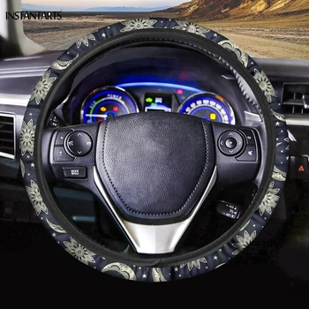 INSTANTARTS Auto Volant Zahŕňa Sun Moon Star fcae Mandala 3D Tlač Vysoká Pružnosť Mäkké Textúry Fit Väčšina Cars 2020: Nové