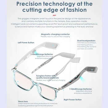 Inteligentné okuliare intelligente Android Bluetooth 5.0 AI Okuliare TWS Bezdrôtový Hudobné Slúchadlá Anti-modrá Polarizované šošovky, slnečné Okuliare
