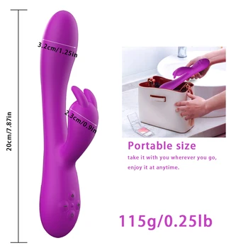 Inteligentné Vykurovacie Rabbit vibrátor G-spot Klitorisu Ženy masturbator dvojité vibrácií 180 stupeň ohýbať, mäkké silikónové hračky pre dospelých sex