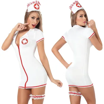 Interaktívne Nové baby doll zdravotná sestra kostýmy Ženy Sexy Čipka Sleepwear Bielizeň Cosplay Pokušenie Zips, spodná Bielizeň, Šaty pre dospelých