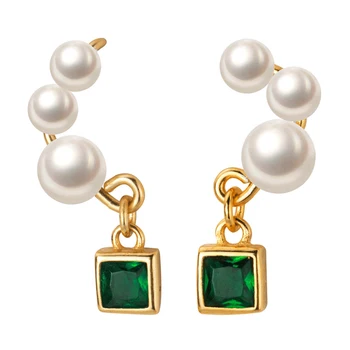 INZATT Reálne 925 Sterling Silver Zelený Zirkón Elegantné Náušnice Kvapka Pre Ženy Strany Pearl Jemné Šperky Roztomilý Príslušenstvo 2019