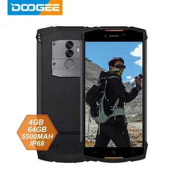 IP68 DOOGEE S55 vonkajšie nepremokavé Smartphone MTK6750T Octa Core, 4GB RAM, 64 GB ROM 5500mAh 5.5 palcový Android 8.0 Dual SIM 13.0 MP